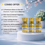 Premium 3 Attar Combo – KHAMRAH, PURPLE OUD & MAHRAAZ - Image 2
